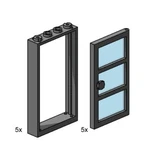 LEGO® Bulk Bricks 1x4x6 Black Door and Frames with Transparent Blue Panes 3449 (1/1)