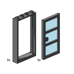 1x4x6 Black Door and Frames with Transparent Blue Panes 3449