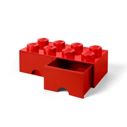 Aufbewahrungsstein mit Schubfächern und 8 Noppen in Rot 5006131