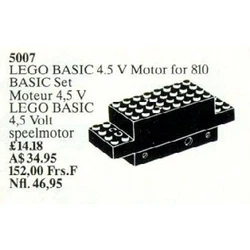 Basic Motor 4.5V, Motor and Gear Housing. For use with set 810 5007