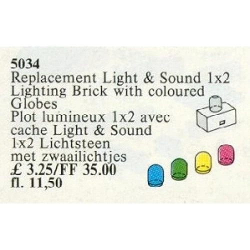 LEGO® Service Packs Light and Sound 1 x 2 Lighting Brick and 4 Colour Globes 5034 (1/1) LEGO® Service Packs Light and Sound 1 x 2 Lighting Brick and 4 Colour Globes 5034 (1/1)