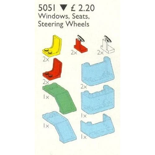 LEGO® Service Packs Windscreens, Seats and Steering Wheels 5051 (1/1) LEGO® Service Packs Windscreens, Seats and Steering Wheels 5051 (1/1)