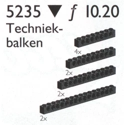 10 Large Technic Beams Black 5235
