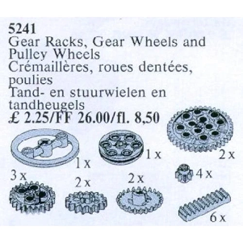 LEGO® Service Packs Gear Rack and Wheels, Wedge-Belt and Crown Wheels 5241 (1/1) LEGO® Service Packs Gear Rack and Wheels, Wedge-Belt and Crown Wheels 5241 (1/1)
