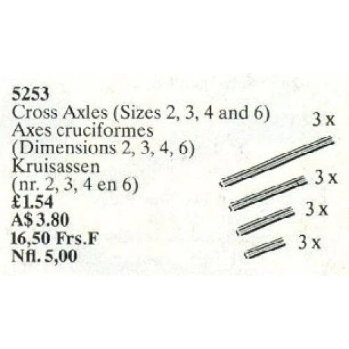 LEGO® Service Packs Cross Axles Sizes 2, 3, 4 and 6 5253 (1/1) LEGO® Service Packs Cross Axles Sizes 2, 3, 4 and 6 5253 (1/1)