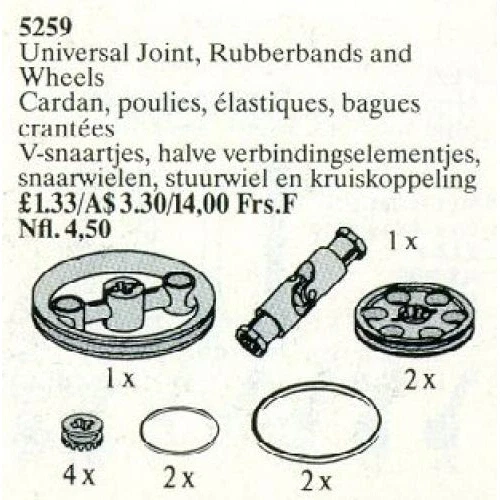 LEGO® Service Packs Universal Joint, Rubber Bands and Wheels 5259 (1/1) LEGO® Service Packs Universal Joint, Rubber Bands and Wheels 5259 (1/1)