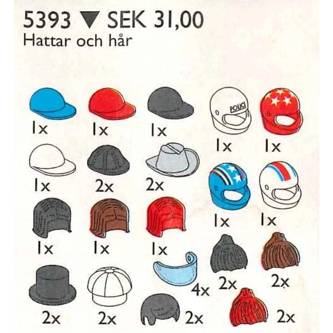 LEGO® Service Packs Headgear (Hats and Hair) 5393 (1/1) LEGO® Service Packs Headgear (Hats and Hair) 5393 (1/1)