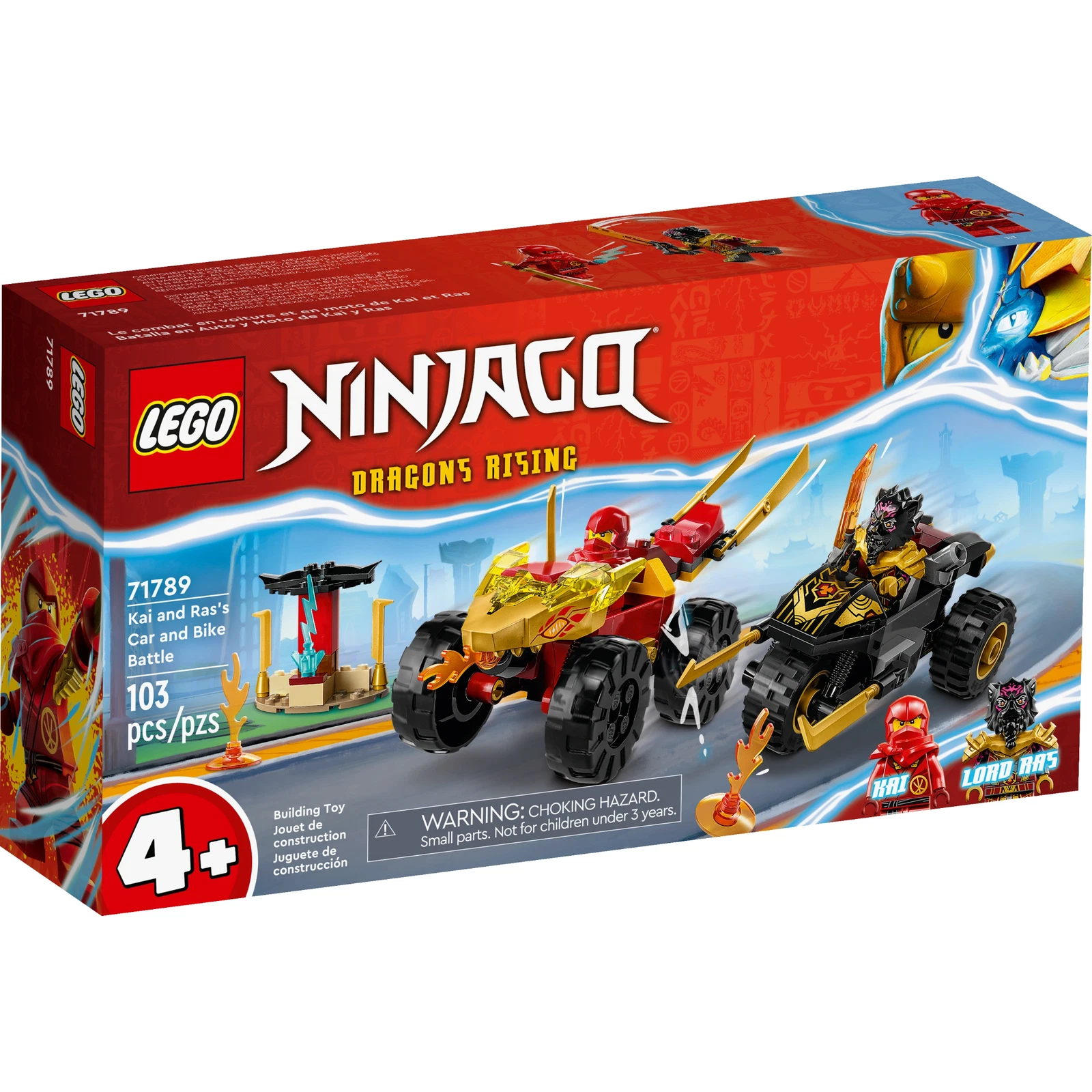 LEGO® NINJAGO® Verfolgungsjagd mit Kais Flitzer und Ras' Motorrad 71789 (1/8) LEGO® NINJAGO® Verfolgungsjagd mit Kais Flitzer und Ras' Motorrad 71789 (1/8)
