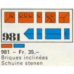 34 sloping profile bricks, including profile peak bricks, Blue 981